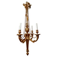 Lustre français ancien de style Louis XVI en bronze d'ornement, vers 1880