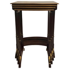 Antique French Louis XVI Bronze Doré and Mahogany Nest of Tables