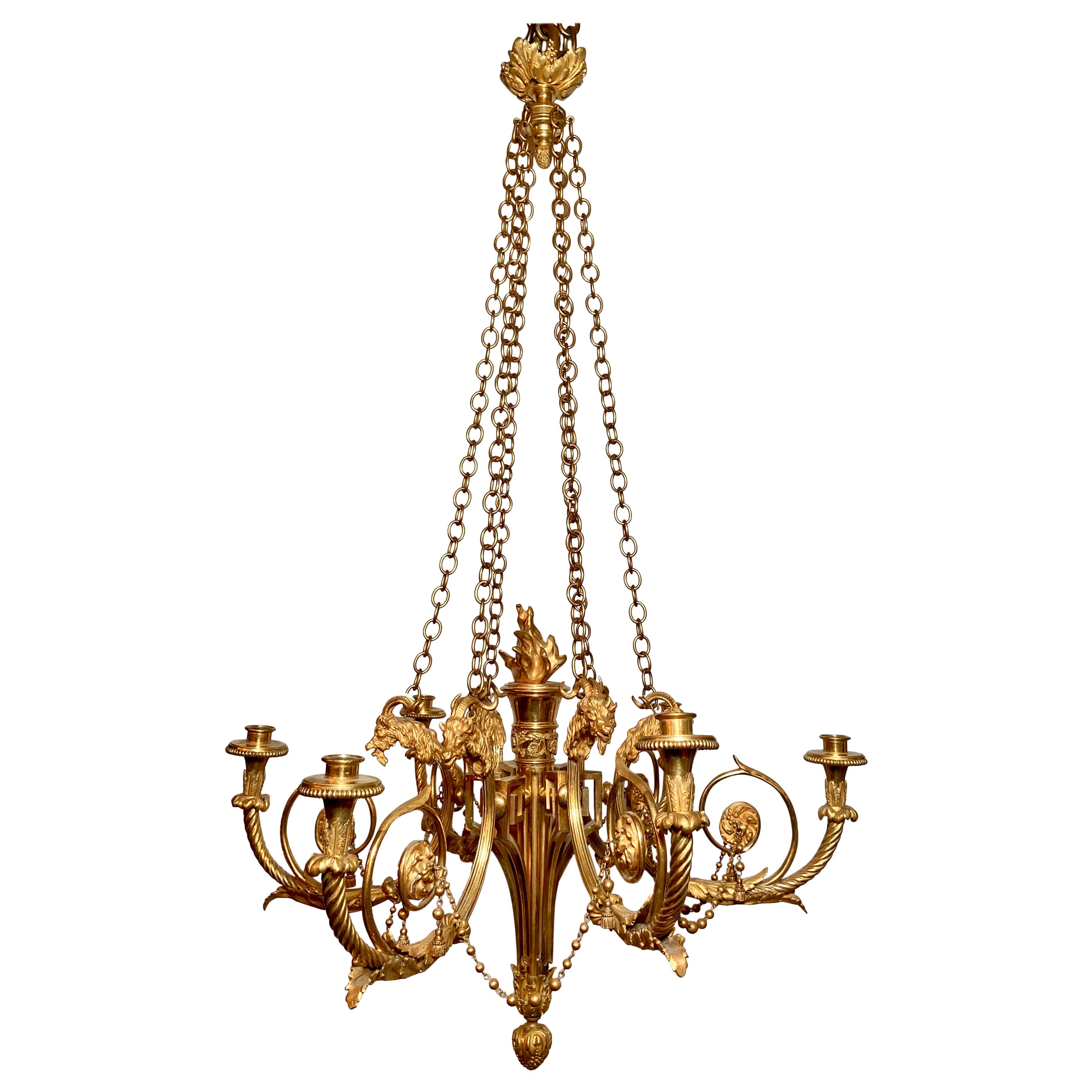 Antique French Louis XVI Bronze D'ore Chandelier, Circa 1890.