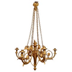 Antique French Louis XVI Bronze D'ore Chandelier, Circa 1890.