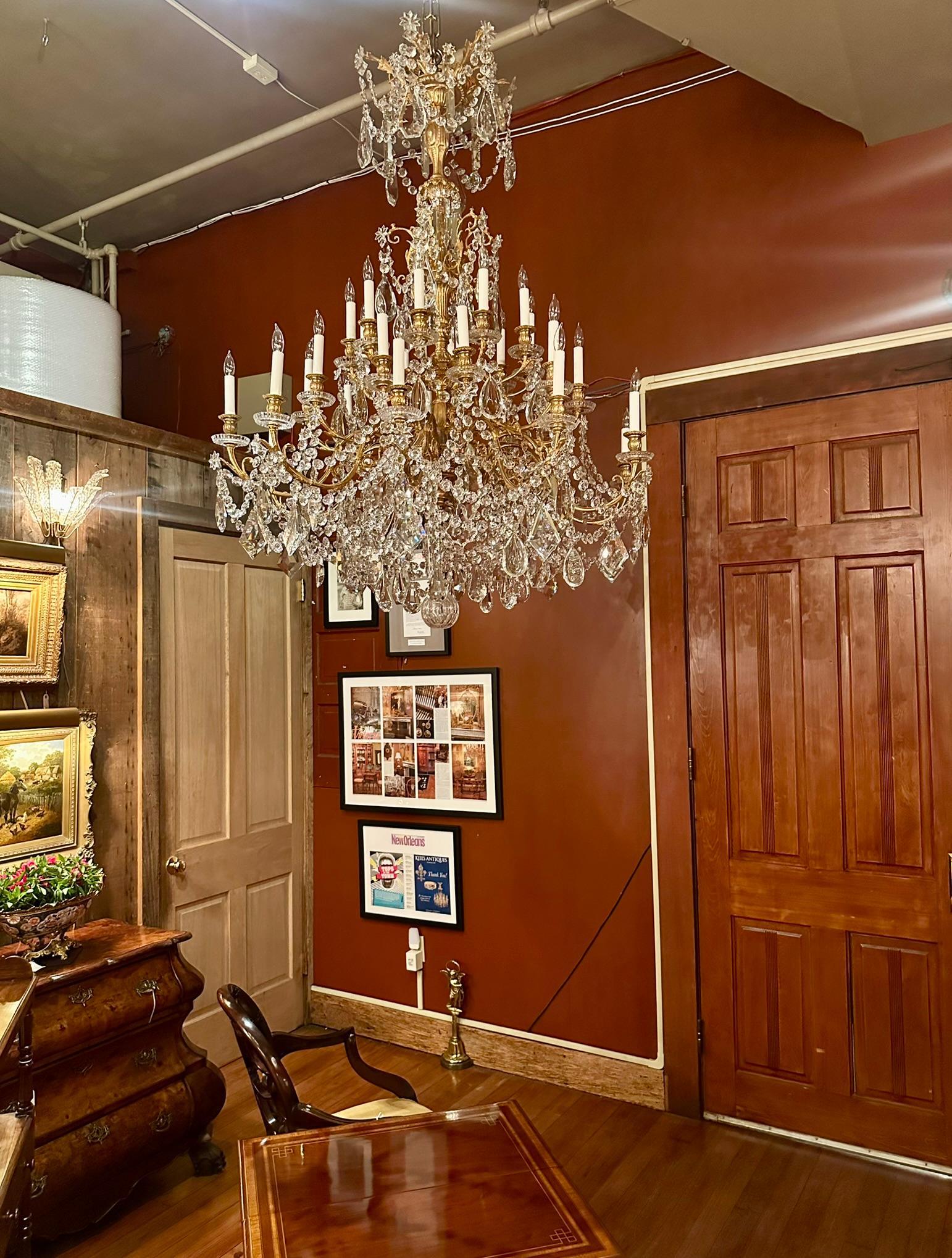 Antique French Louis XVI Bronze D'Oré & Cut Crystal Chandelier, Circa 1890's. For Sale 6