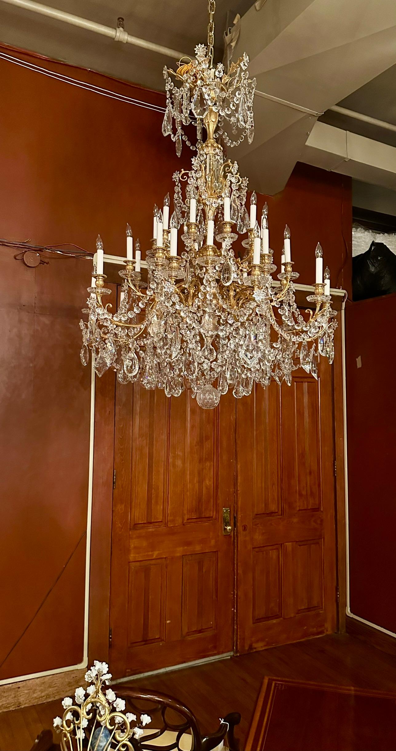Antique French Louis XVI Bronze D'Oré & Cut Crystal Chandelier, Circa 1890's. For Sale 5