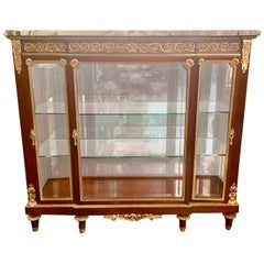 Antique French Louis XVI Bronze D'Ore Mahogany Vitrine
