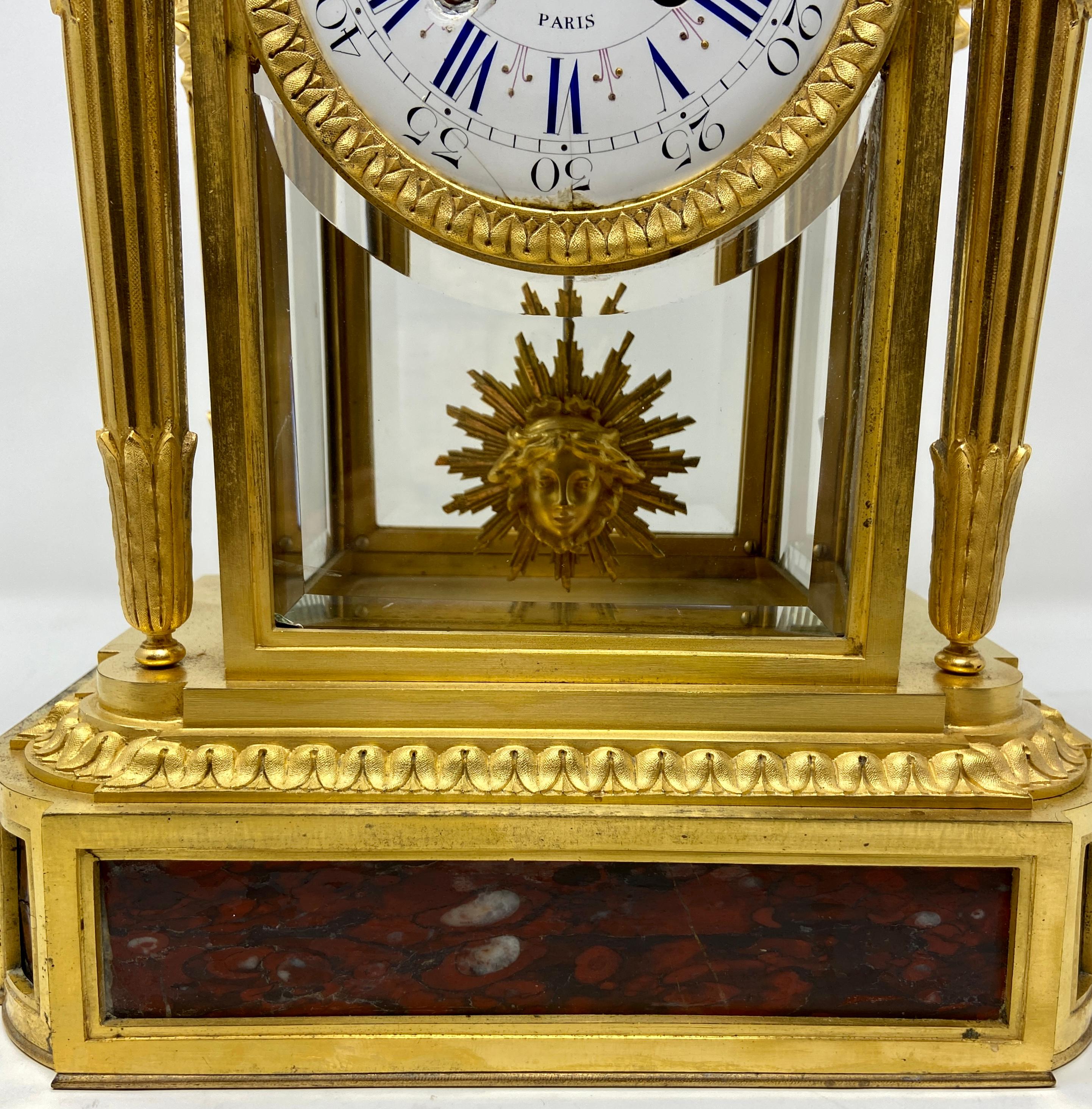 Antique French Louis XVI Bronze D'ore Mantel Clock by Raingo Frères, circa 1890 1