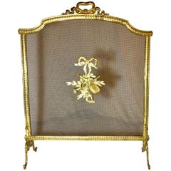 Antique French Louis XVI Bronze Fire Screen, circa 1890