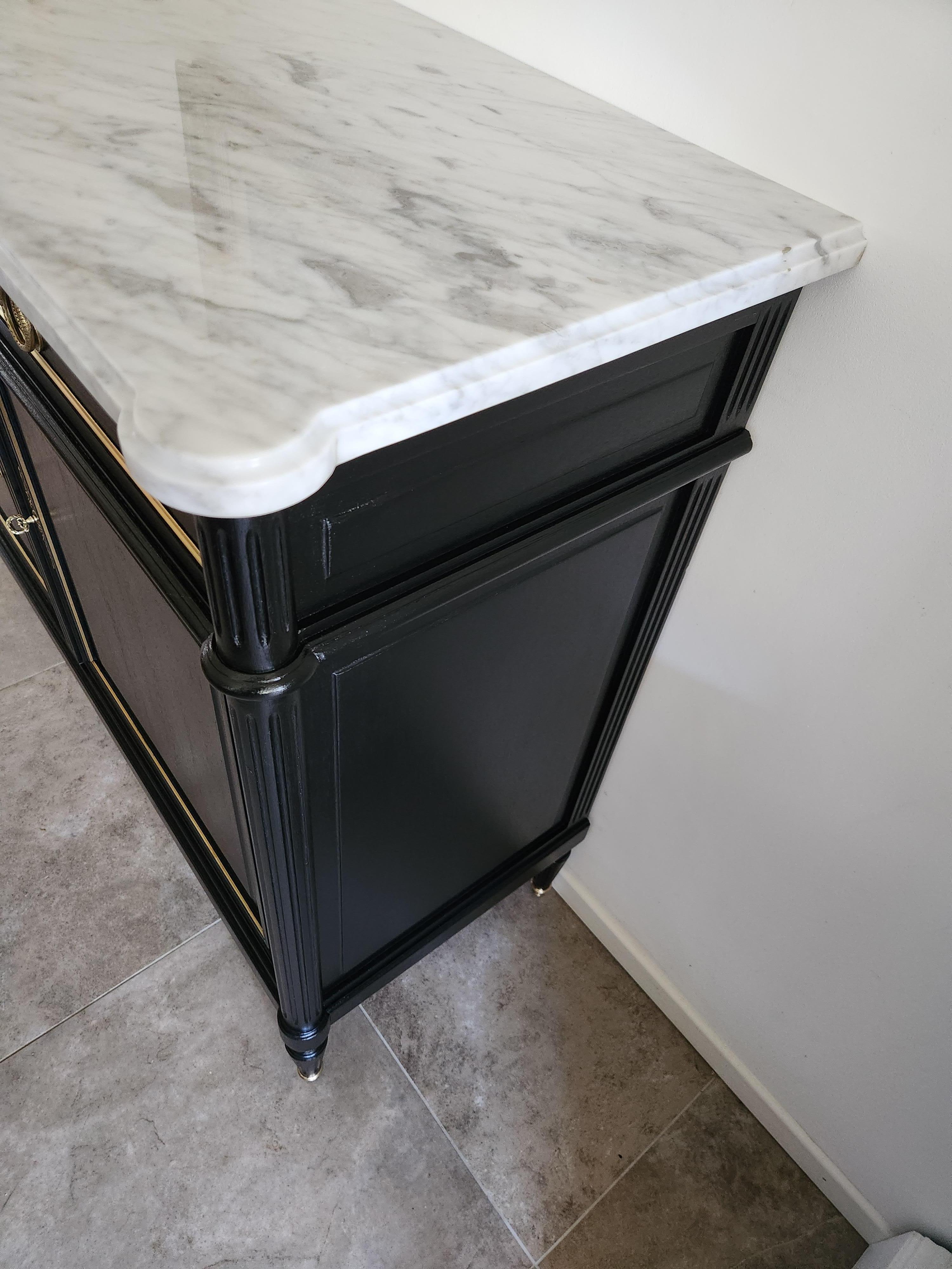 Antique French Louis XVI Buffet, Bronze & Carrara Marble For Sale 6