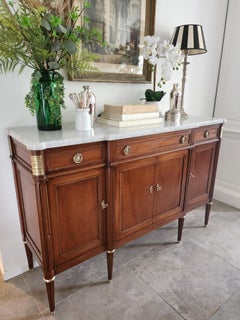 Antique French Louis XVI Buffet, Bronze & Carrara Marble