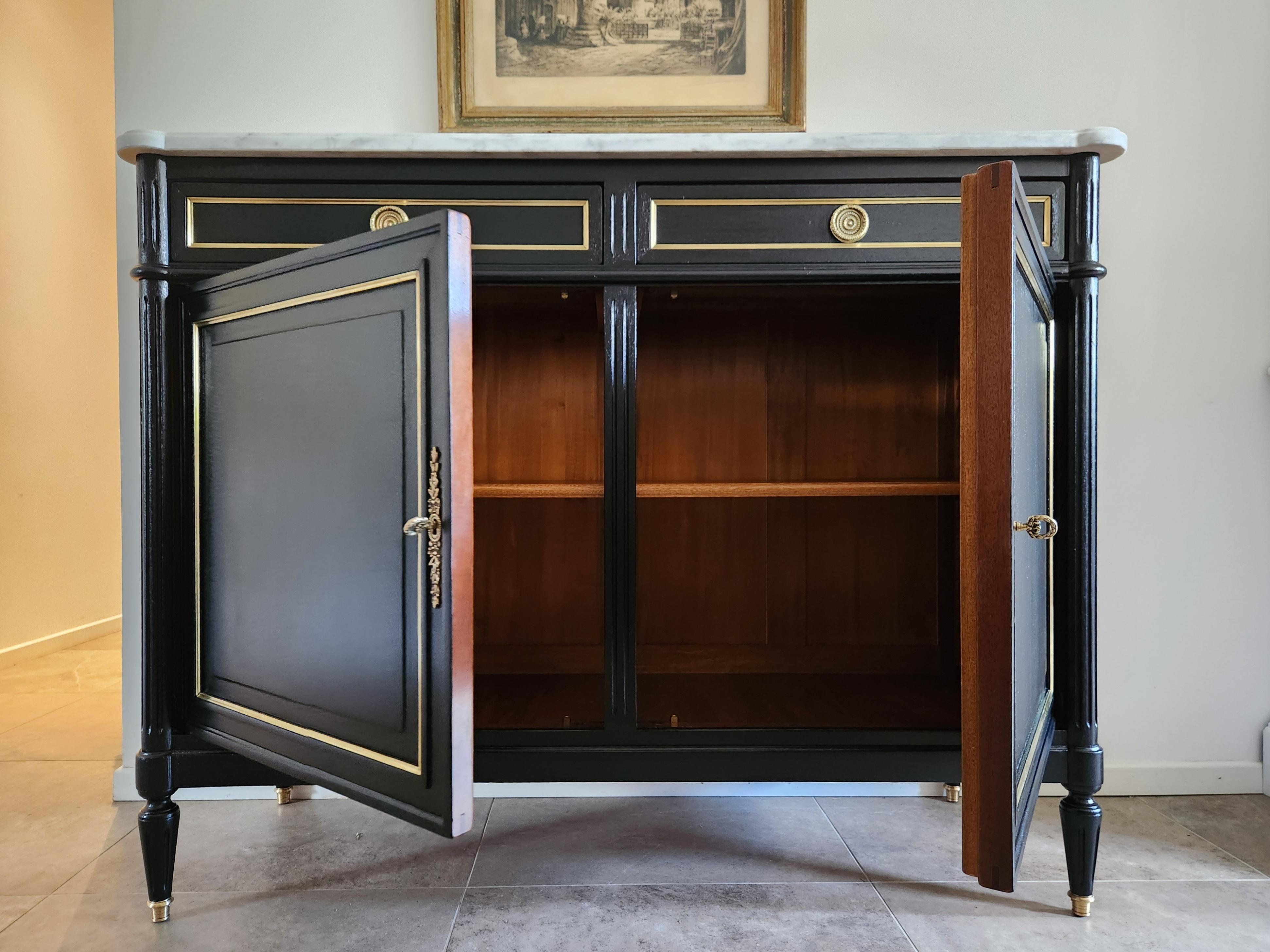 Antique French Louis XVI Buffet, Bronze & Carrara Marble For Sale 2