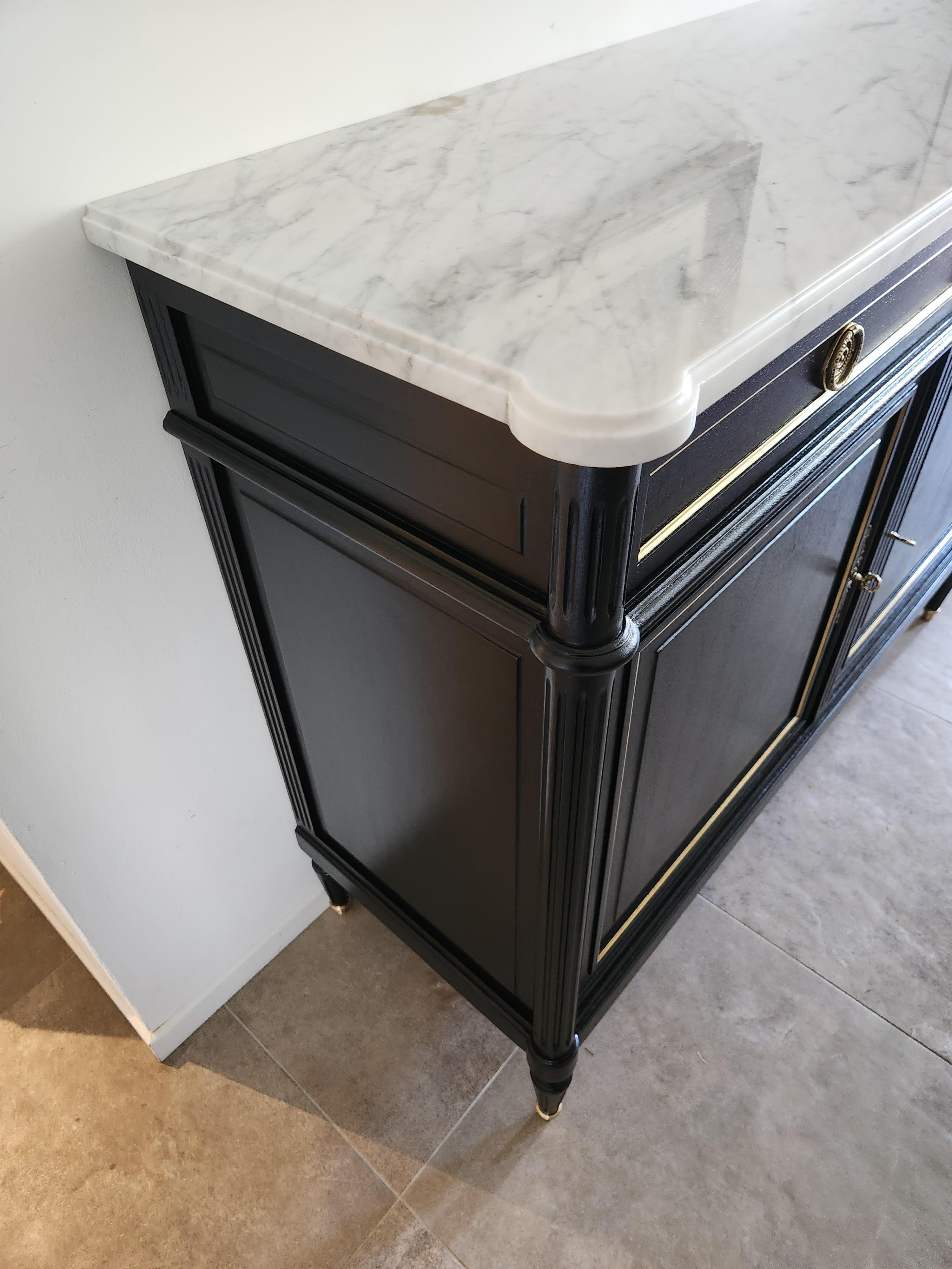 Antique French Louis XVI Buffet, Bronze & Carrara Marble For Sale 4