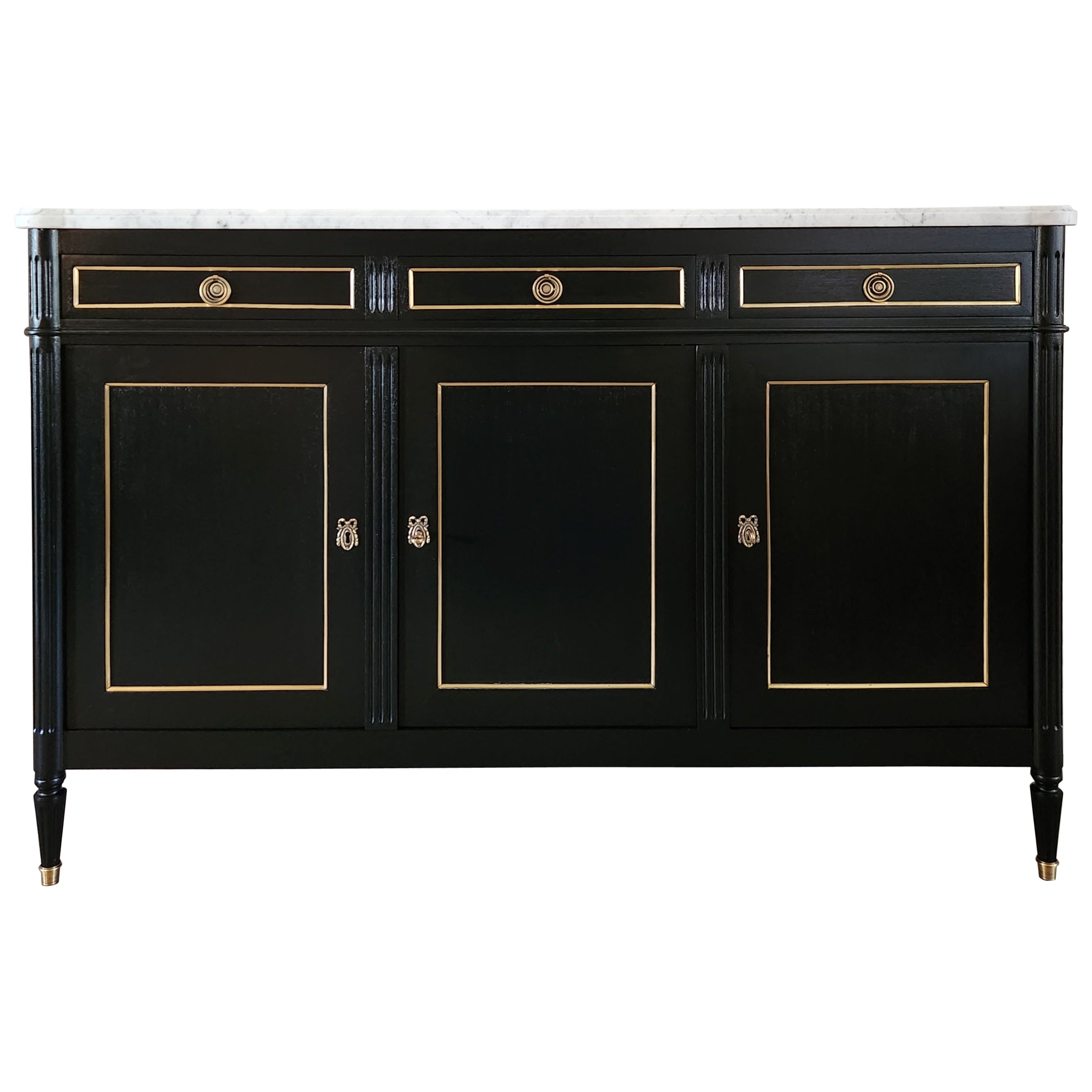 Antique French Louis XVI Buffet, Bronze & Carrara Marmor