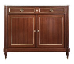 Antique French Louis XVI Buffet, Bronze & Carrara Marble