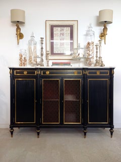 Antique French Louis XVI Buffet, Bronze & Marble Top