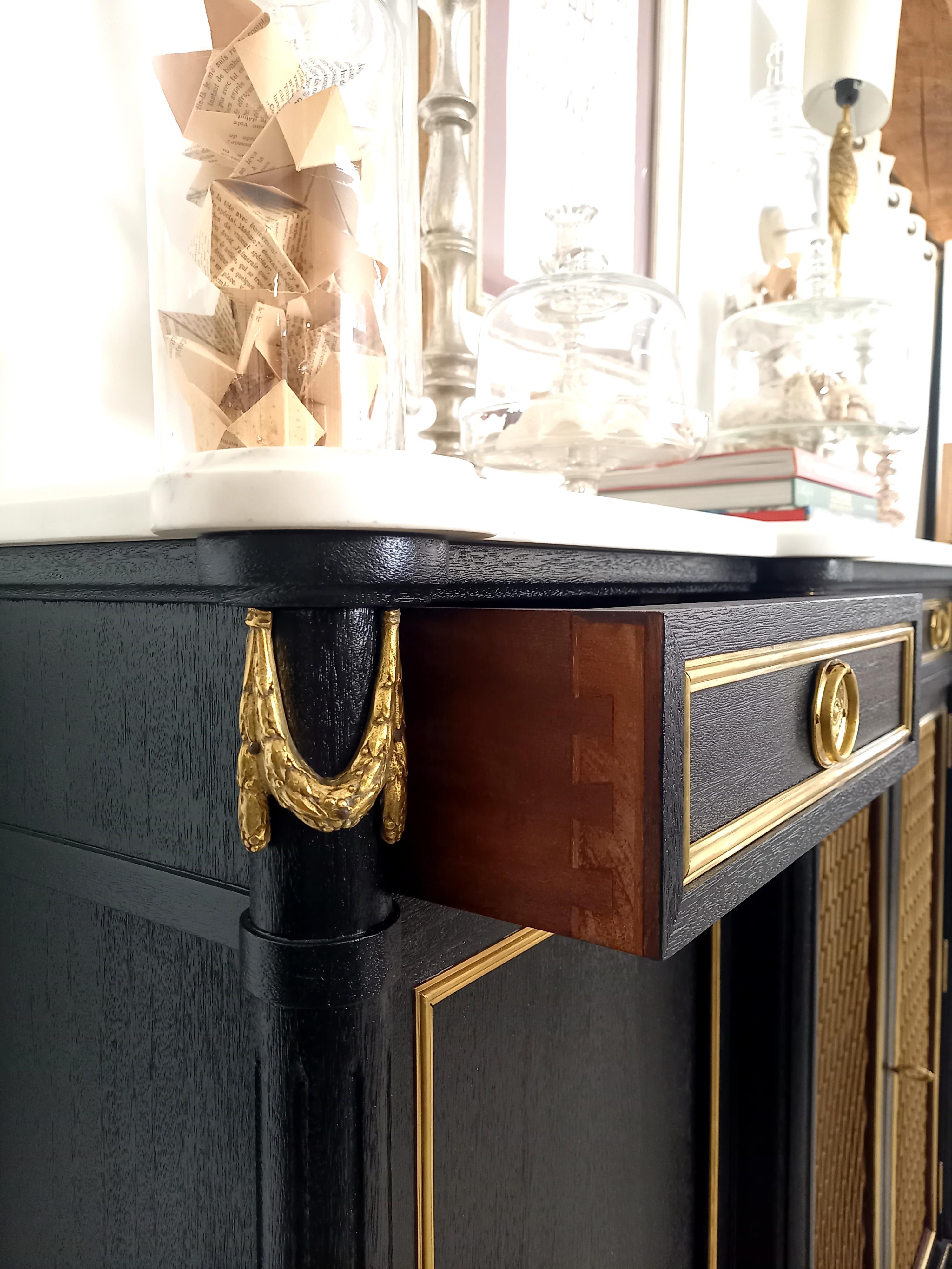 Antique French Louis XVI Buffet, Bronze & Marble Top 4