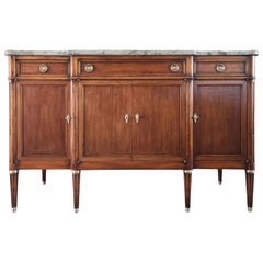 Antique French Louis XVI Buffet, Bronze & Marble Top