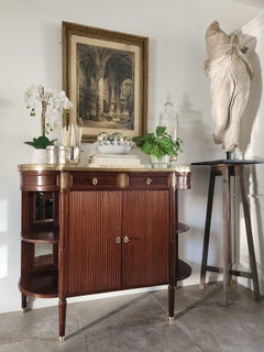 Antique French Louis XVI Buffet, Carrara Marble, Antique Mirrors & Bronze