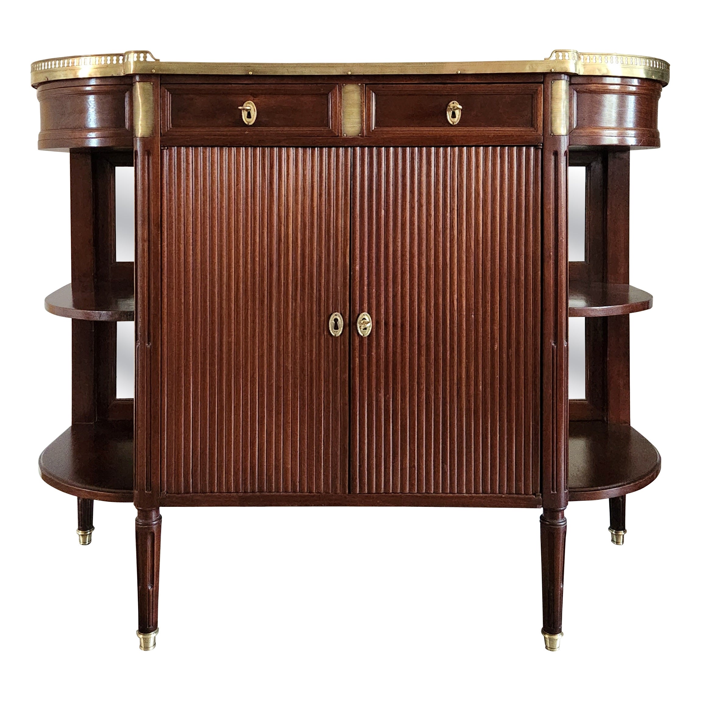 Antique French Louis XVI Buffet, Marmo di Carrara, Antique Mirror 
Bronzo