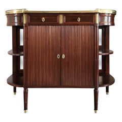 Antique French Louis XVI Buffet, Carrara Marmor, Antike Spiegel & Bronze