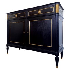 Antique French Louis XVI Buffet, Carrara Marble, Bronze 
Brass Details