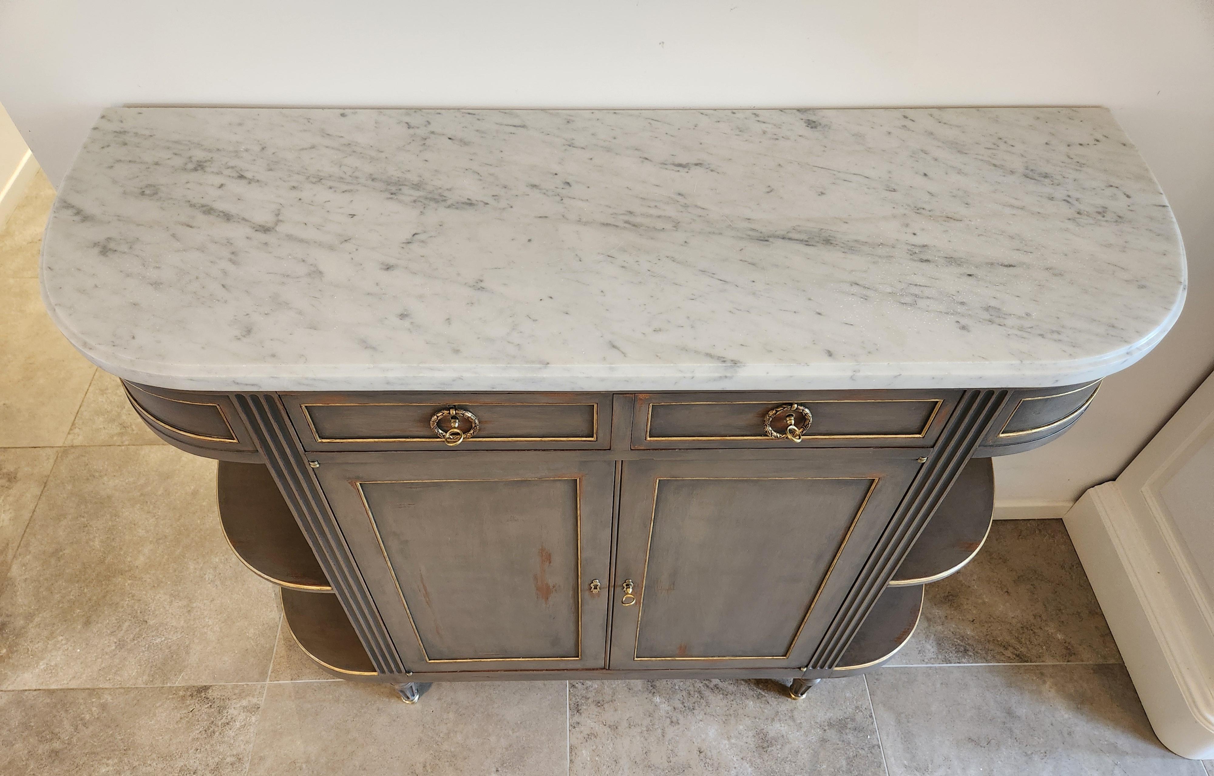Antique French Louis XVI Buffet, marmo di Carrara, dettagli in bronzo in vendita 2
