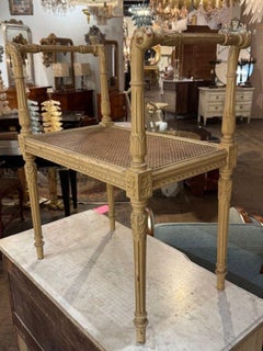 Antique French Louis XVI Carved and Painted Window Bench