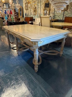 Antique French Louis XVI Carved and Parcel Gilt Center Table