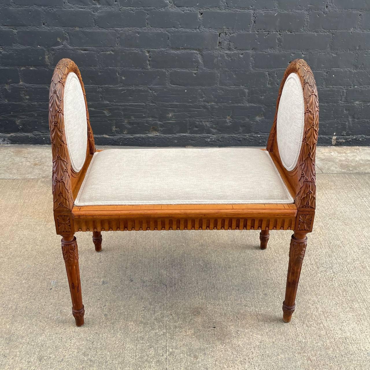 Early 20th Century Antique French Louis XVI  Carved Bench For Sale