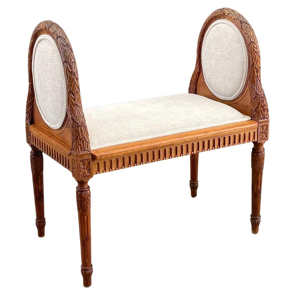 Antique French Louis XVI  Carved Bench For Sale