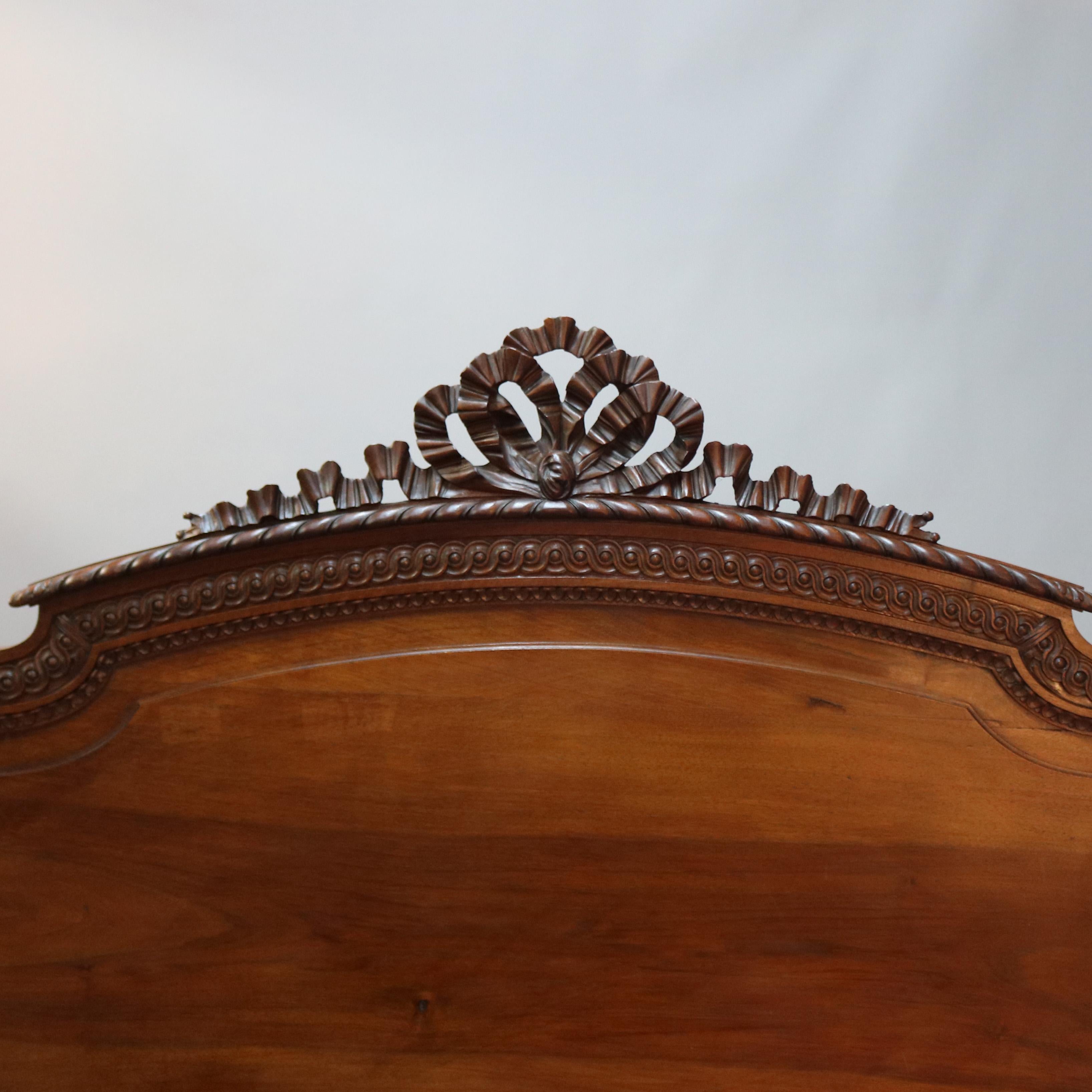Antique French Louis XVI Carved Mahogany Full Size Bed, 19th Century 1