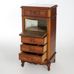 Antike französische Louis XVI geschnitzt Nussbaum, Königsholz & Marmor Zink gefüttert Brust 19thC