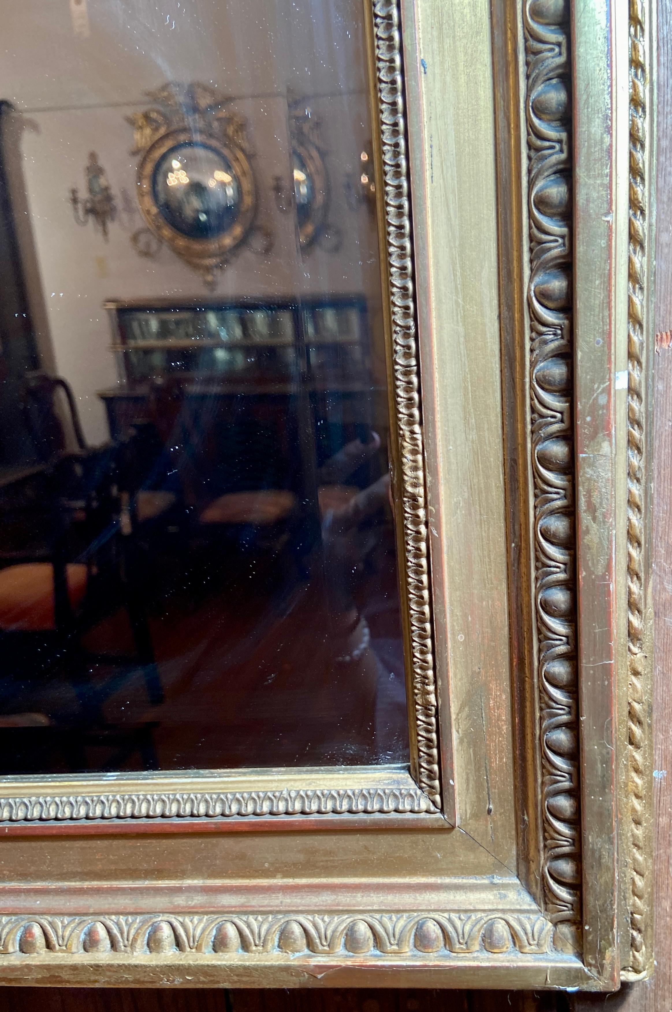 Antique French Louis XVI Carved Wood with Gold-Leaf Mirror, Circa 1885-1895 2