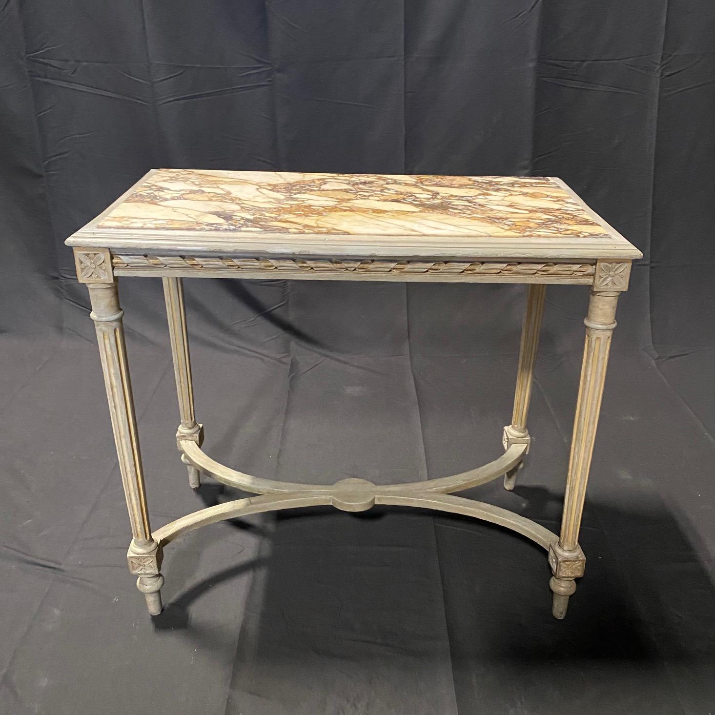 Antique French Louis XVI Center, Side Table or End Table with Gorgeous Marble 6