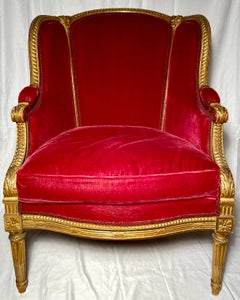 Antique French Louis XVI Chaise Lounge and Ottoman, circa 1890