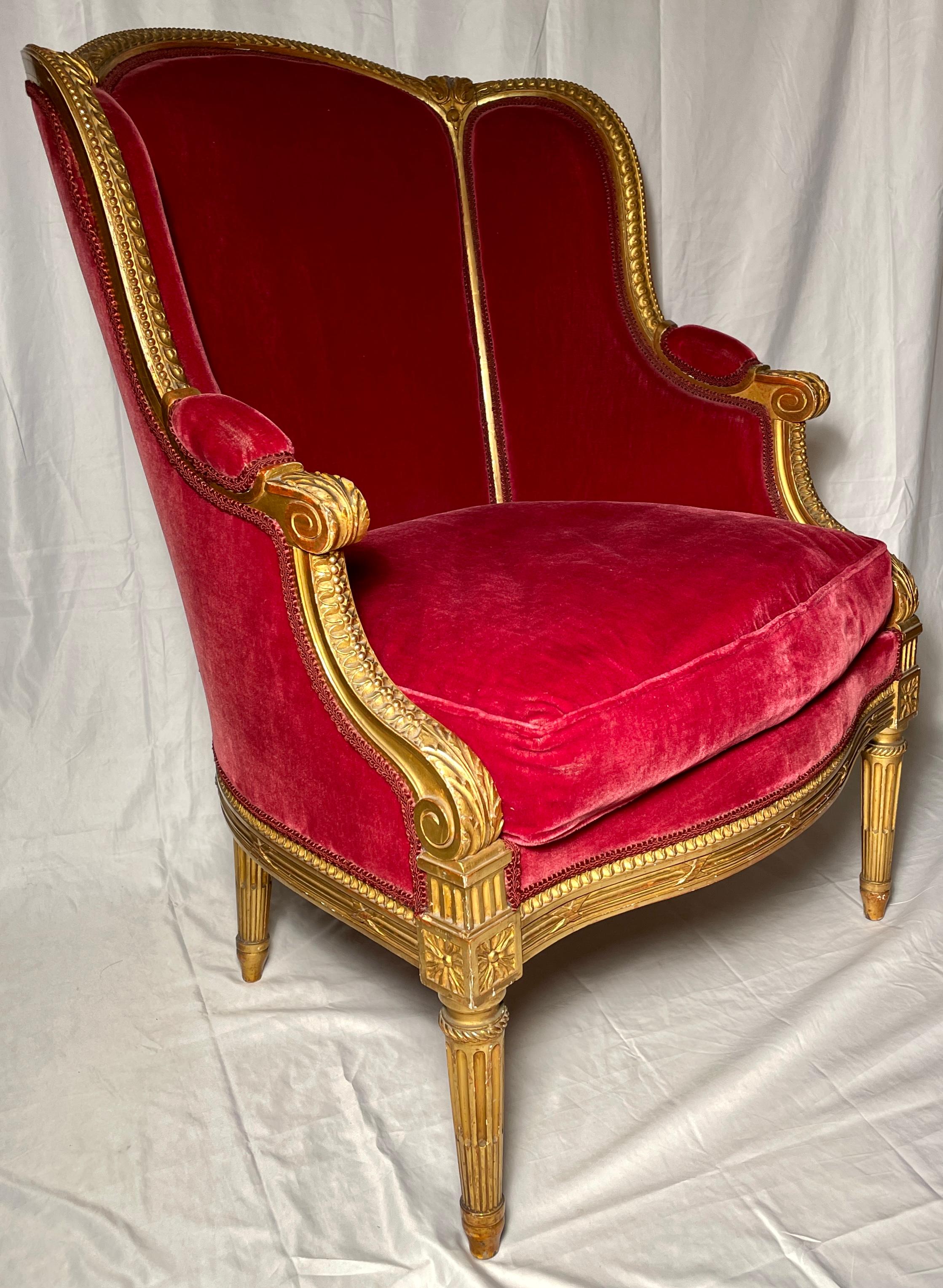 Ancienne chaise longue et ottoman Louis XVI, vers 1890 Bon état - En vente à New Orleans, LA