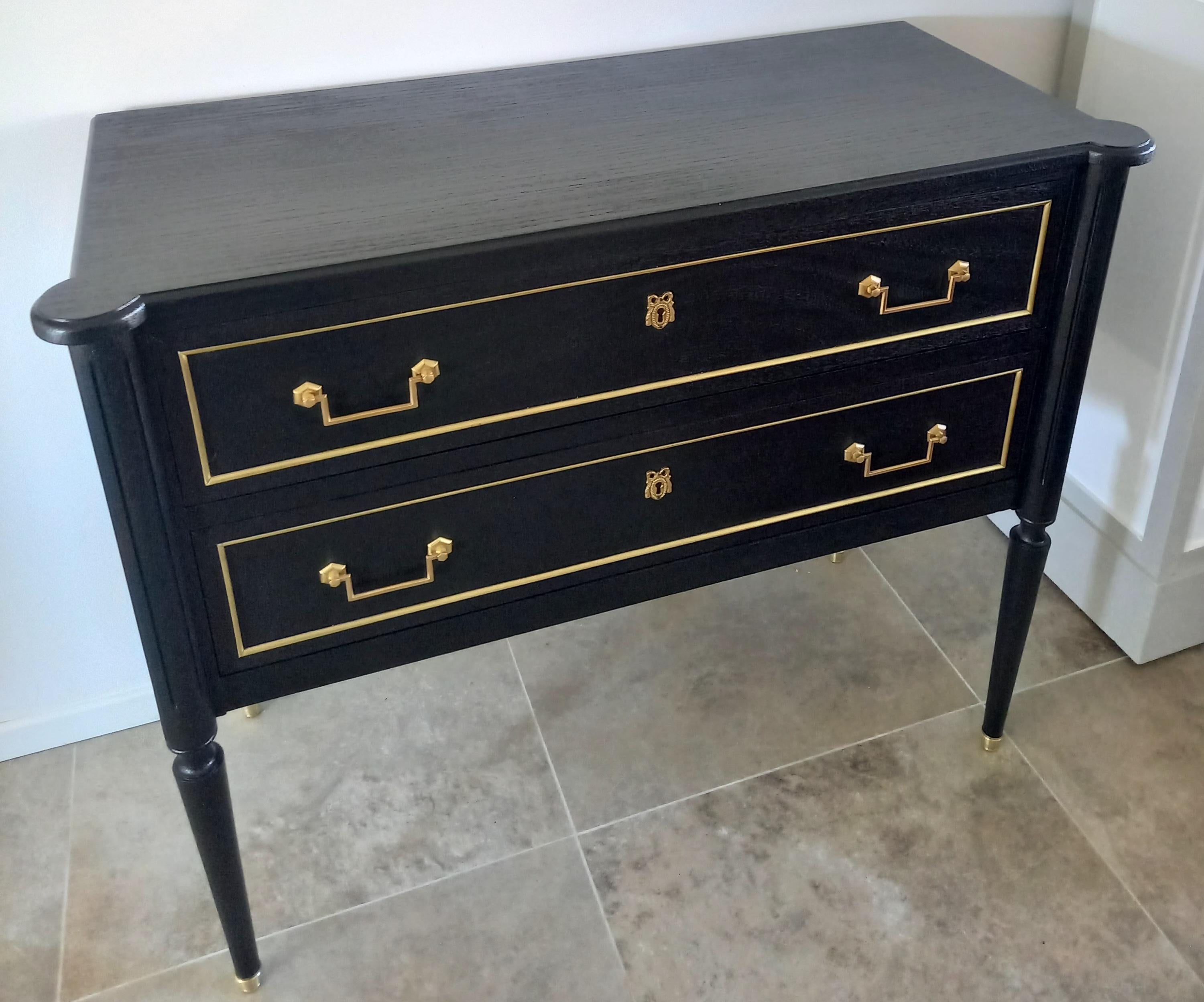 Antique French Louis XVI Chest of Drawers Commode, Bronze and Brass For Sale 5