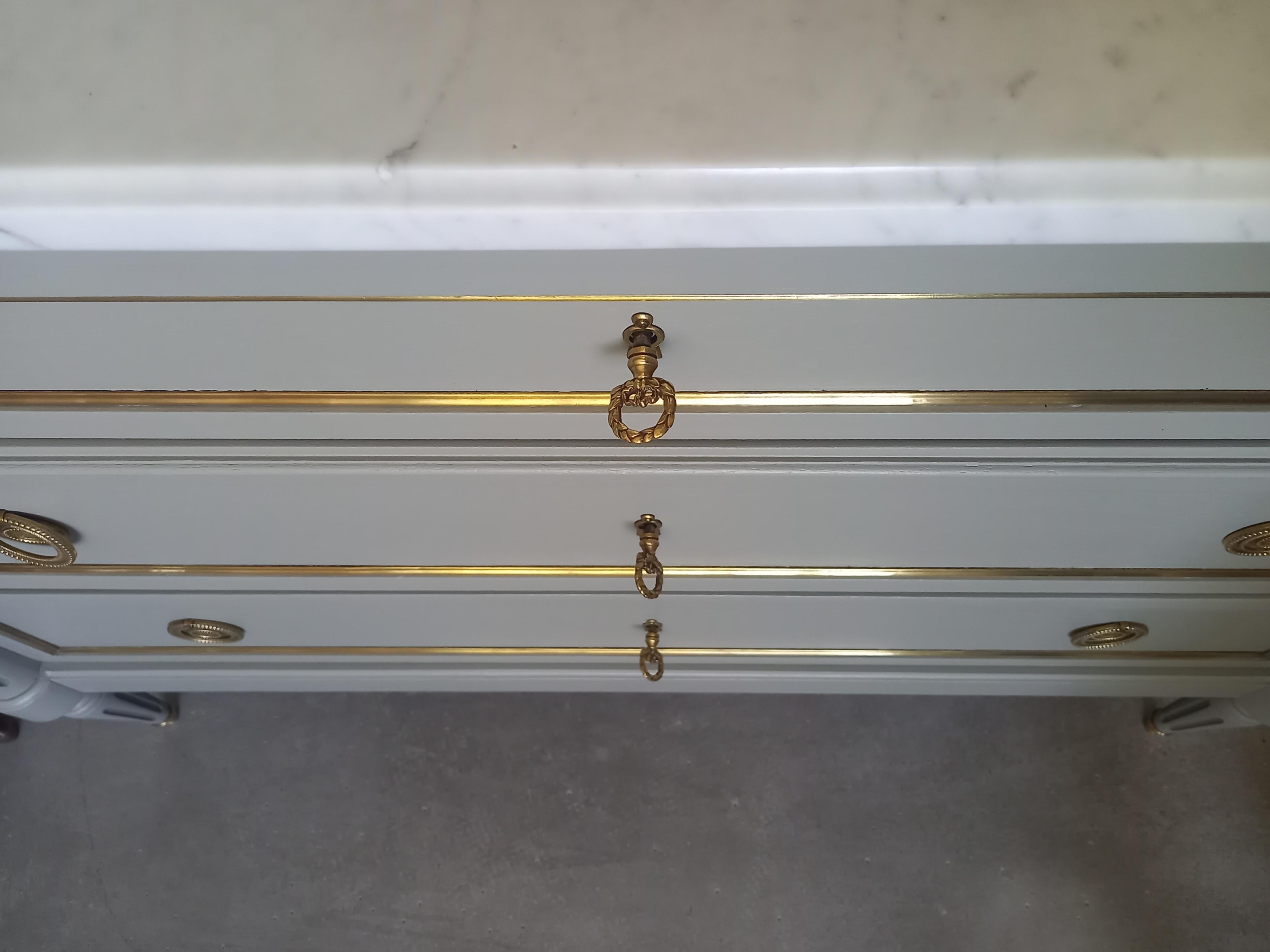 Antique French, cassettiera Luigi XVI, marmo di Carrara e bronzo in vendita 8