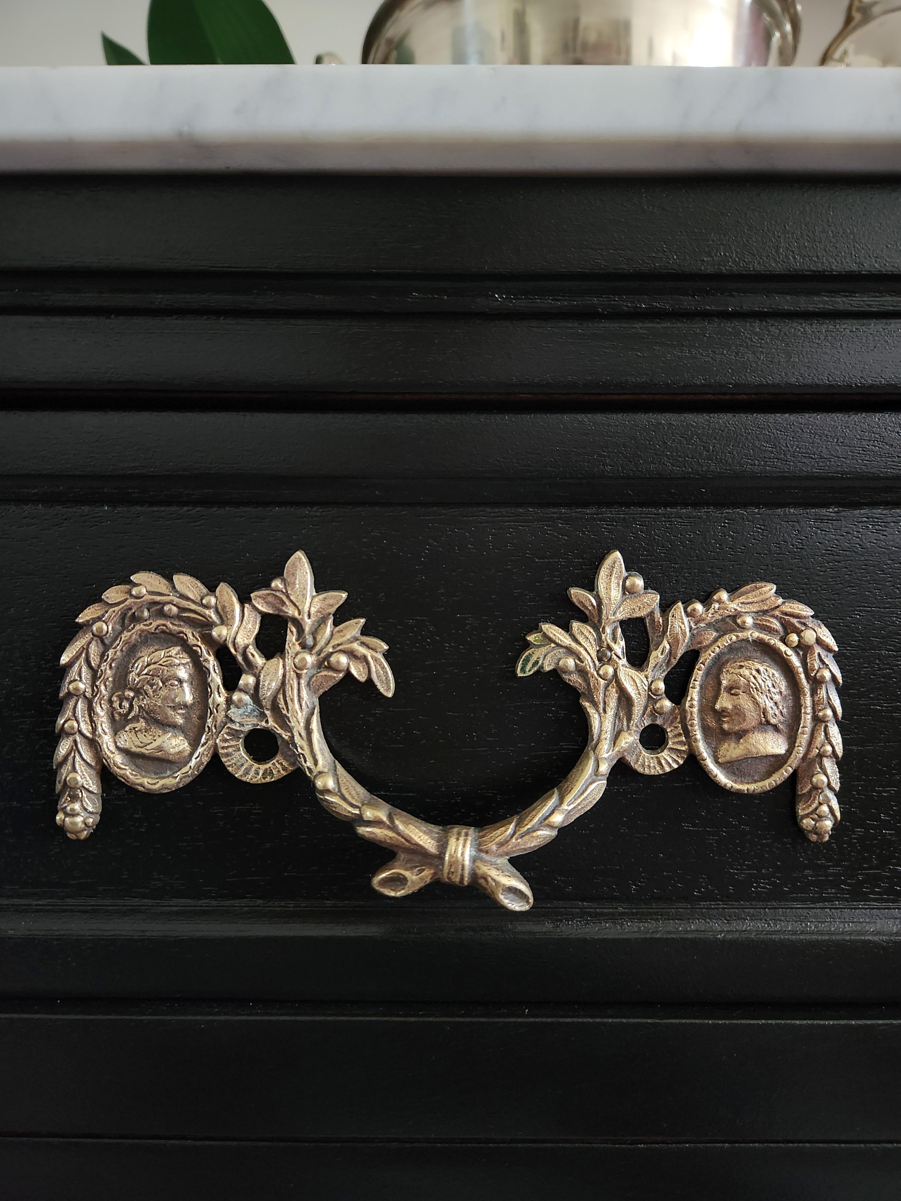 Antique French, Louis XVI Chest of Drawers Commode, Carrara Marble For Sale 10