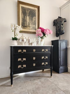 Antique French, Louis XVI Chest of Drawers Commode, Carrara Marble