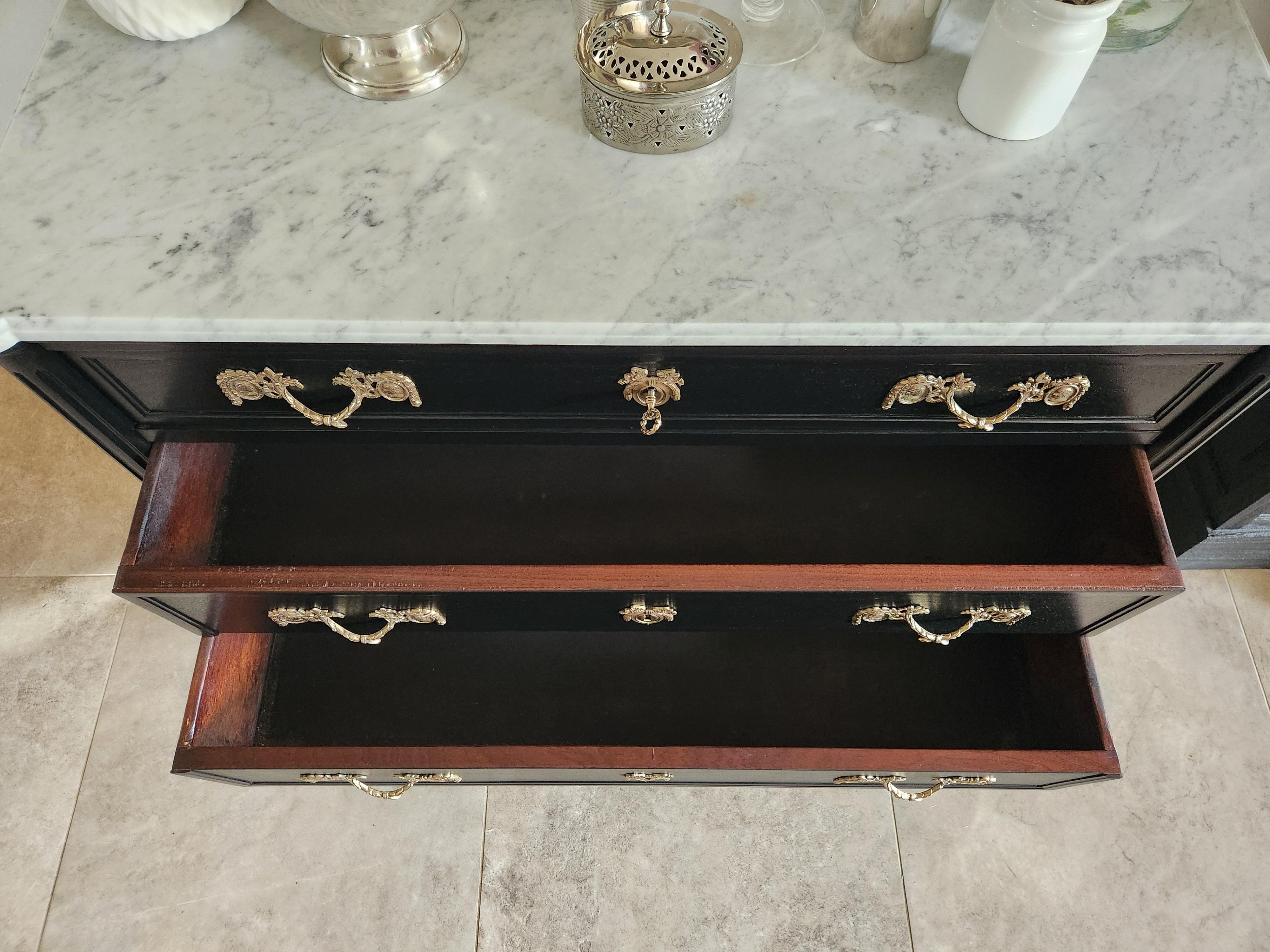 Antique French, Louis XVI Chest of Drawers Commode, Carrara Marble For Sale 5