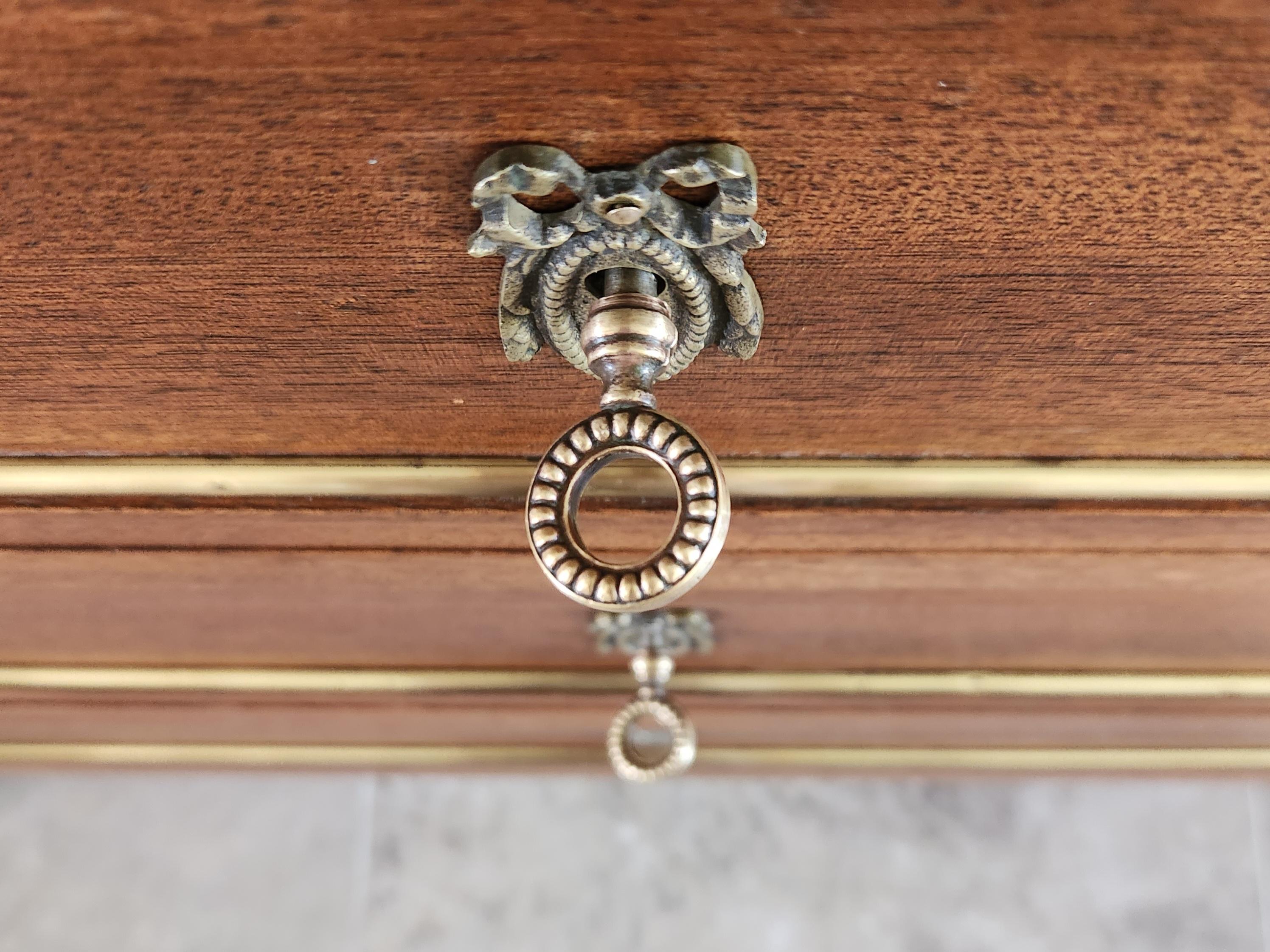Antique French Louis XVI Commode Chest Of Drawers, Marble & Bronze For Sale 3