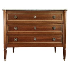 Antique French Louis XVI Kommode Kommode, Marmor & Bronze