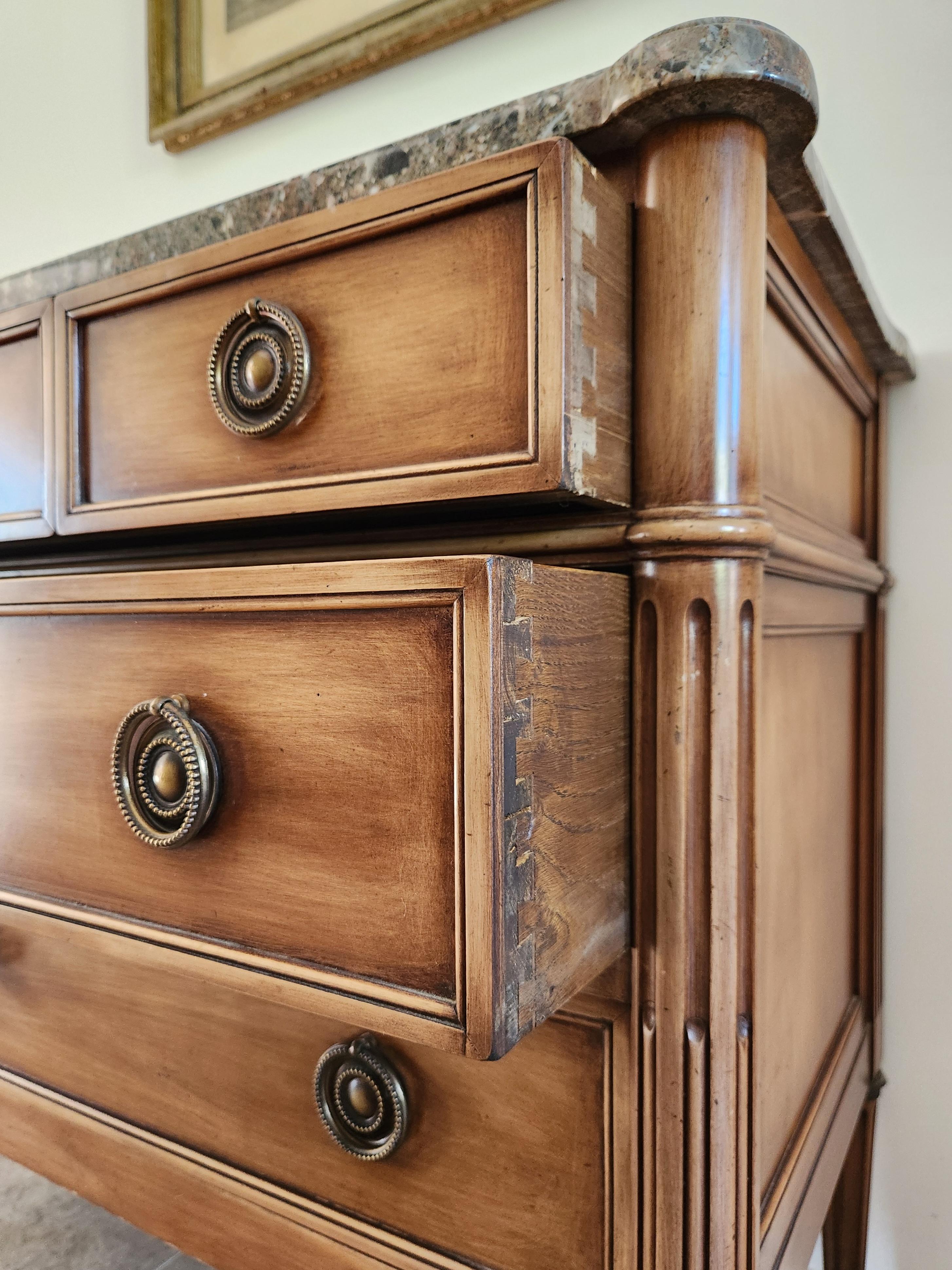 Antique French Louis XVI Commode Chest Of Drawers, Marbre & Bronze in vendita 3