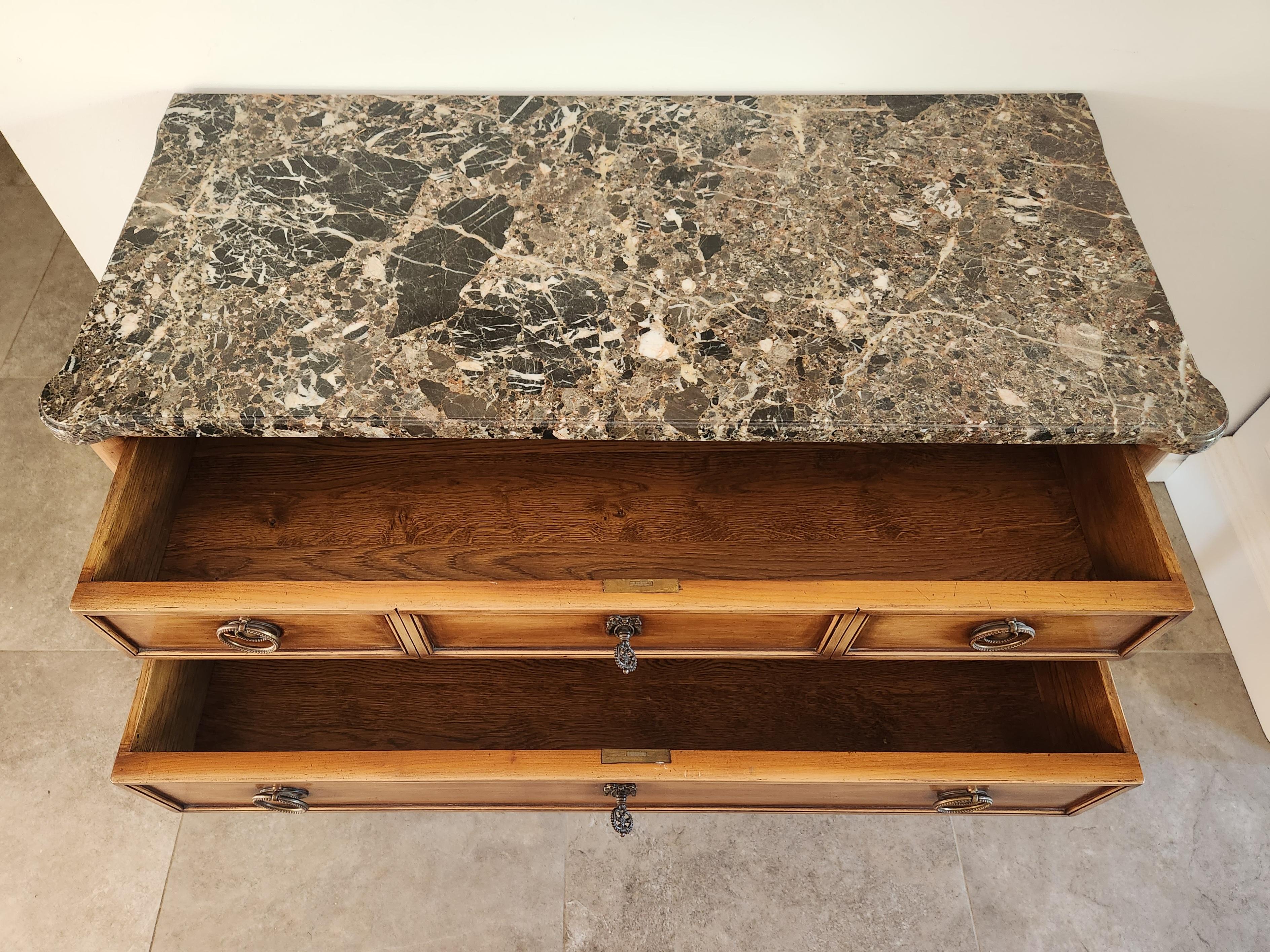 Antique French Louis XVI Commode Chest Of Drawers, Marbre & Bronze in vendita 4