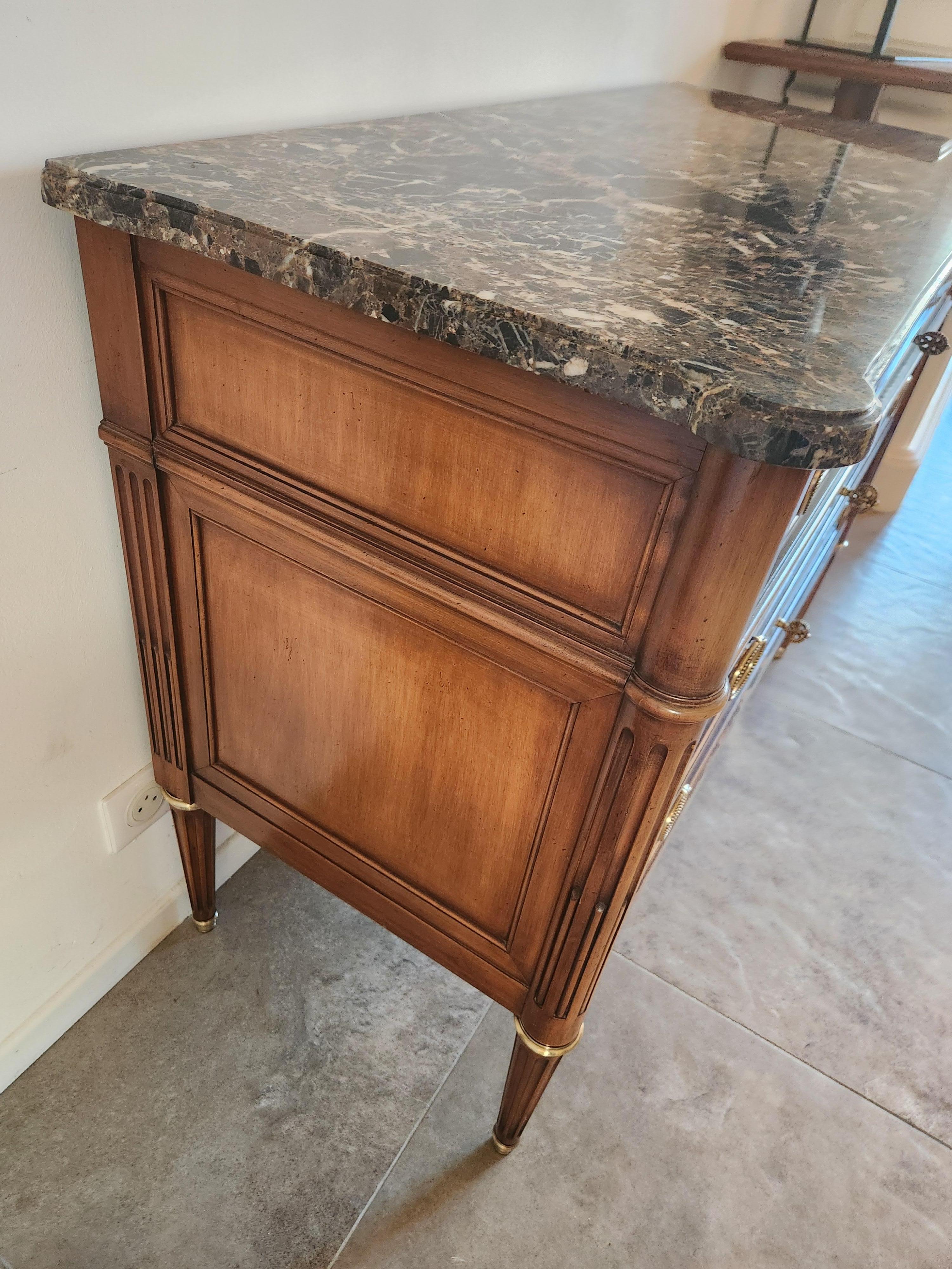 Antique French Louis XVI Commode Chest Of Drawers, Marbre & Bronze in vendita 4