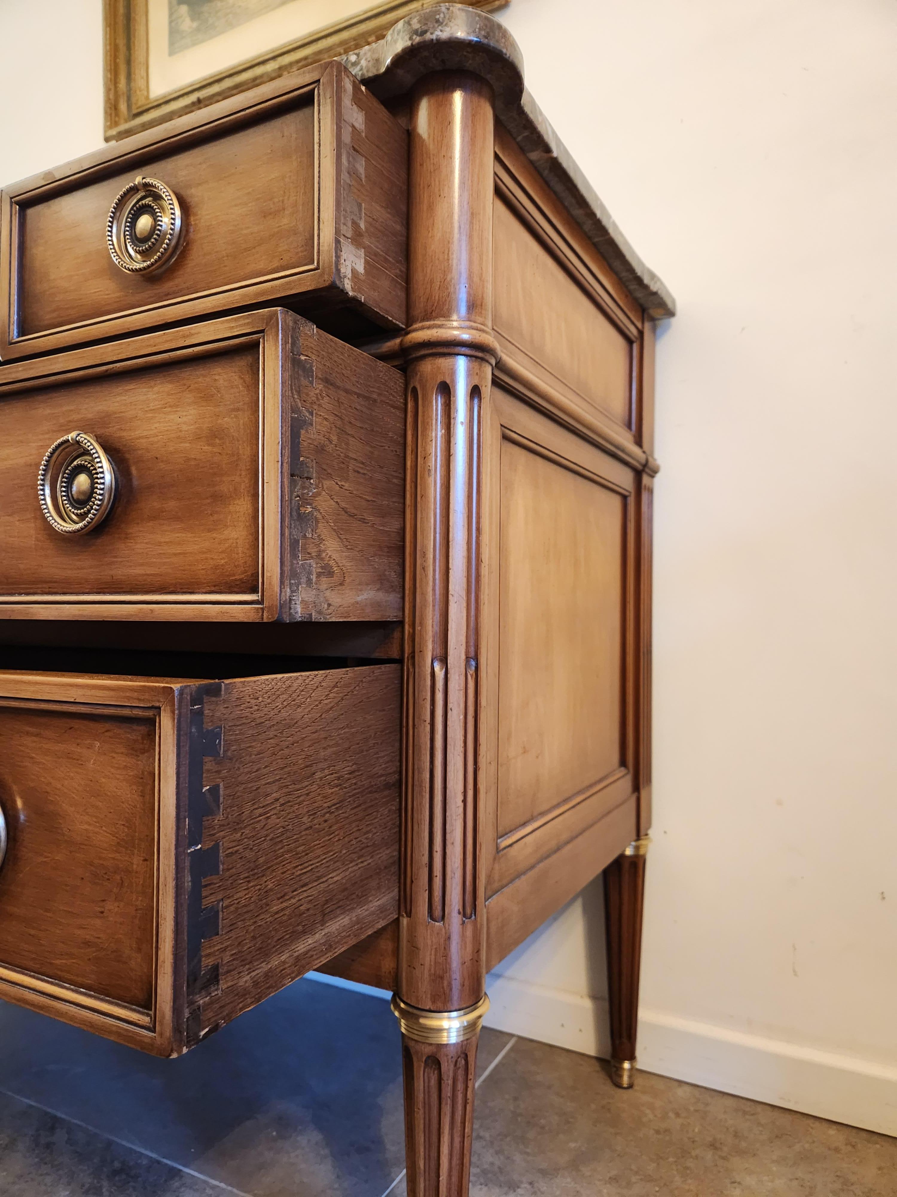 Antique French Louis XVI Commode Chest Of Drawers, Marbre & Bronze in vendita 6