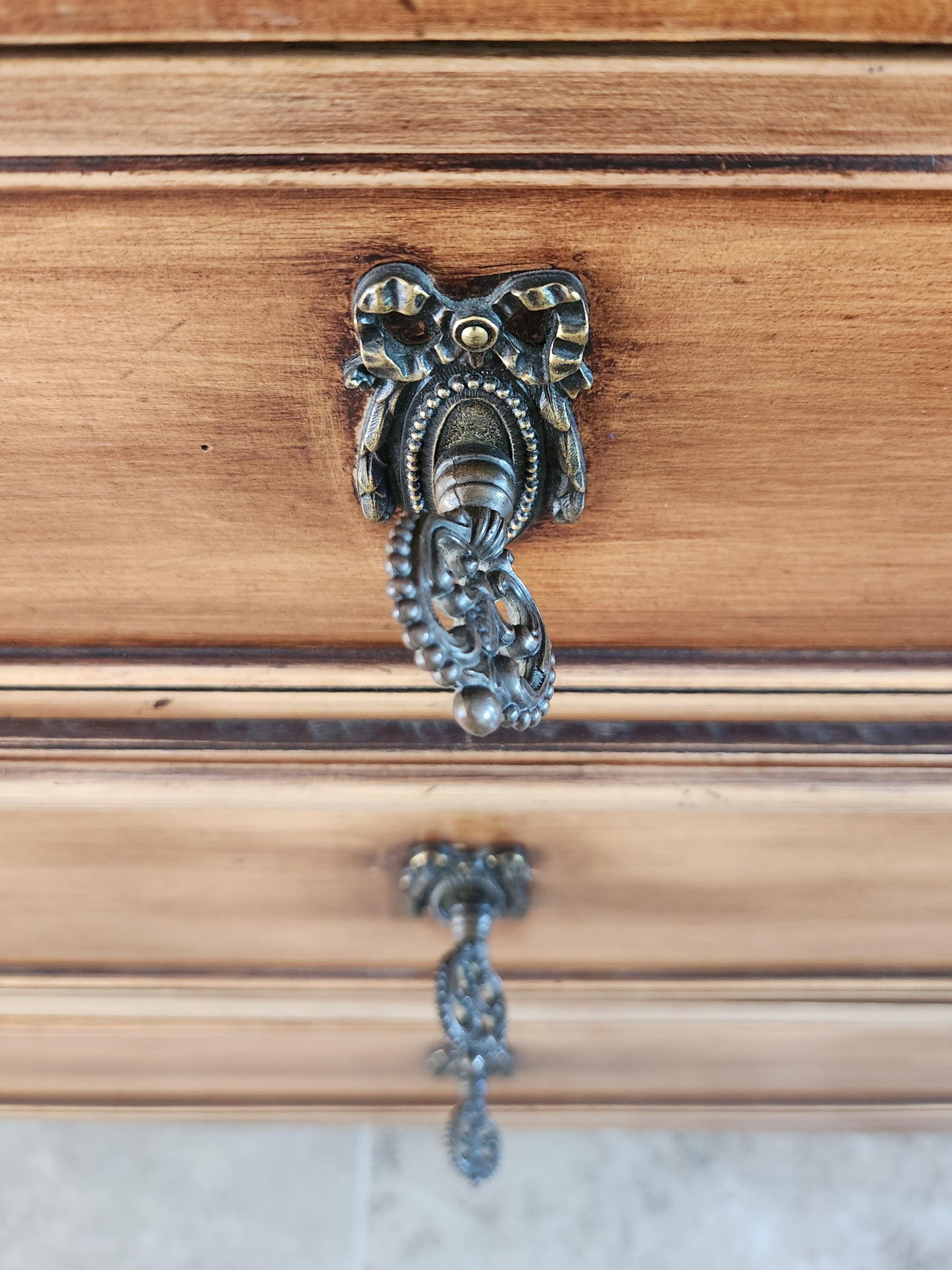 Antique French Louis XVI Commode Chest Of Drawers, Marbre & Bronze in vendita 1