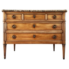 Antique French Louis XVI Cómoda, Marbre y Bronce