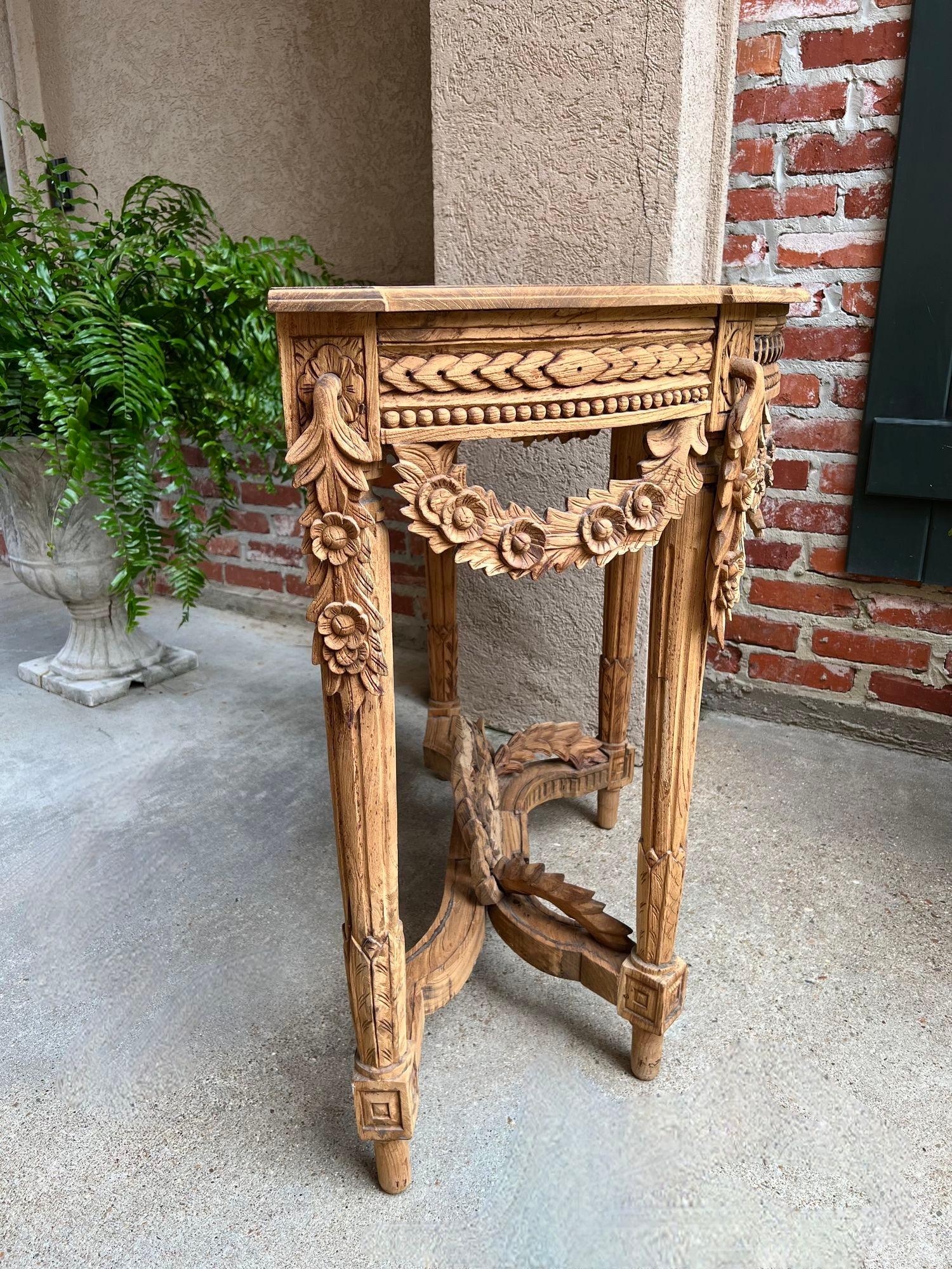 Antique French Louis XVI Console Table Foyer Demilune Carved Bleached Wood c1890 For Sale 12