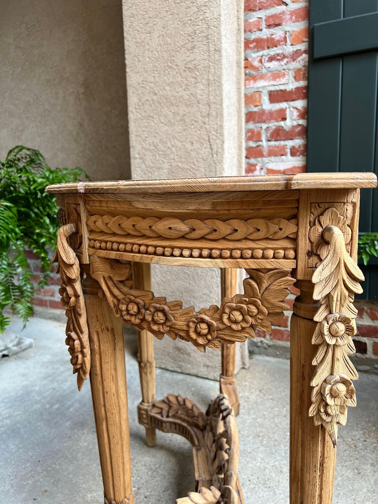 Antique French Louis XVI Console Table Foyer Demilune Carved Bleached Wood c1890 For Sale 13