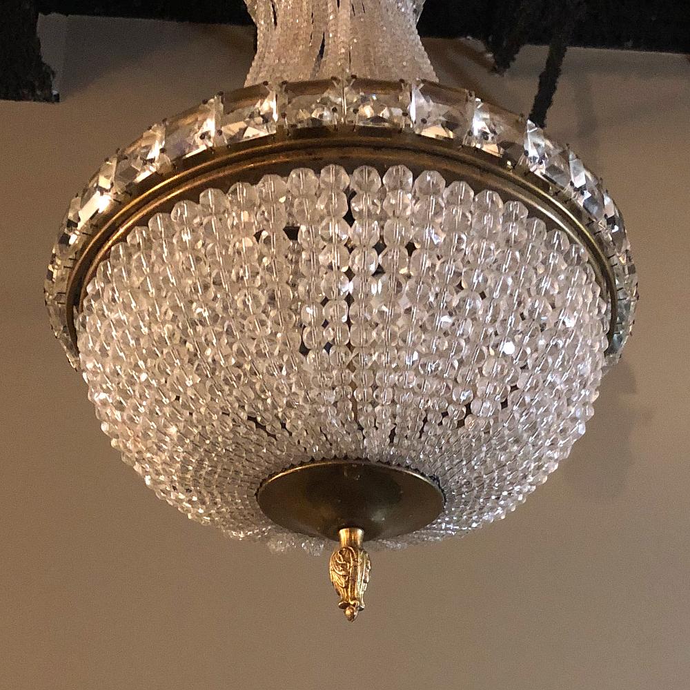 Antique French Louis XVI Crystal Sack of Pearls Chandelier For Sale 1