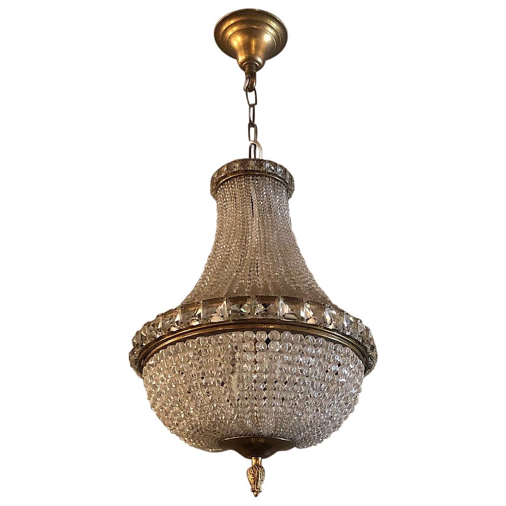 Antique French Louis XVI Crystal Sack of Pearls Chandelier For Sale